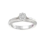 18K WHITE GOLD 3/4CT ROUND/OVAL DIAMOND LADIES RING(CENTER STONE OVAL DIAMOND 1/2CT)