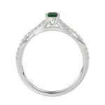 18K WHITE GOLD 7/8CT ROUND DIAMOND LADIES RING(COLOR STONE ROUND GREEN EMERALD DIAMOND 1/4CT) - Image 3
