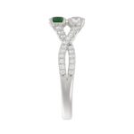 18K WHITE GOLD 7/8CT ROUND DIAMOND LADIES RING(COLOR STONE ROUND GREEN EMERALD DIAMOND 1/4CT) - Image 4