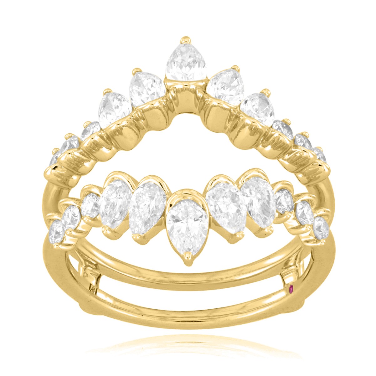 19225935_VA21897Y-1201x1201.jpg 18K YELLOW GOLD 1 1/2CT ROUND/PEAR DIAMOND LADIES WRAP RING - Image 1