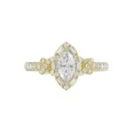 18K YELLOW GOLD 1 1/4CT ROUND/MARQUISE DIAMOND LADIES RING(CENTER STONE MARQUISE DIAMOND 3/4CT) - Image 6