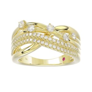 18K YELLOW GOLD 1/2CT ROUND DIAMOND LADIES FASHION RING