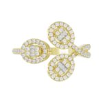 18K YELLOW GOLD 1/2CT ROUND/BAGUETTE DIAMOND LADIES FASHION RING - Image 4