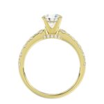 18K YELLOW GOLD 1/2CT ROUND/BAGUETTE DIAMOND LADIES RING(CENTER STONE MOUNT ROUND DIAMOND 1CT) - Image 4