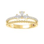 18K YELLOW GOLD 1/2CT ROUND/PEAR DIAMOND LADIES RING