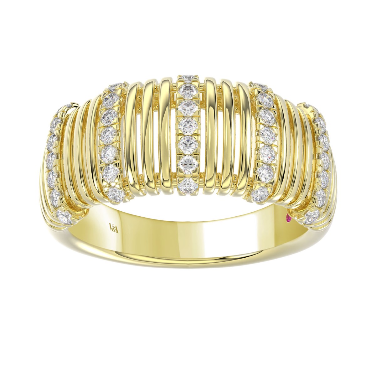 19226056_VA29975Y-1201x1201.jpg 18K YELLOW GOLD 1/4CT ROUND DIAMOND LADIES BAND - Image 1