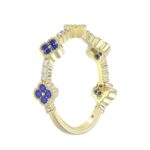 18K YELLOW GOLD 1/4CT ROUND DIAMOND LADIES RING(COLOR STONE SAPPHIRE DIAMOND 1/10CT) - Image 4