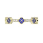 18K YELLOW GOLD 1/4CT ROUND DIAMOND LADIES RING(COLOR STONE SAPPHIRE DIAMOND 1/10CT) - Image 3