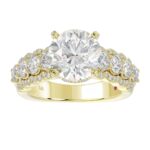 18K YELLOW GOLD 1CT ROUND DIAMOND LADIES SEMI MOUNT RING(CENTER STONE MOUNT ROUND DIAMOND 3CT) - Image 2