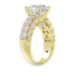 18K YELLOW GOLD 1CT ROUND DIAMOND LADIES SEMI MOUNT RING(CENTER STONE MOUNT ROUND DIAMOND 3CT) - Image 3
