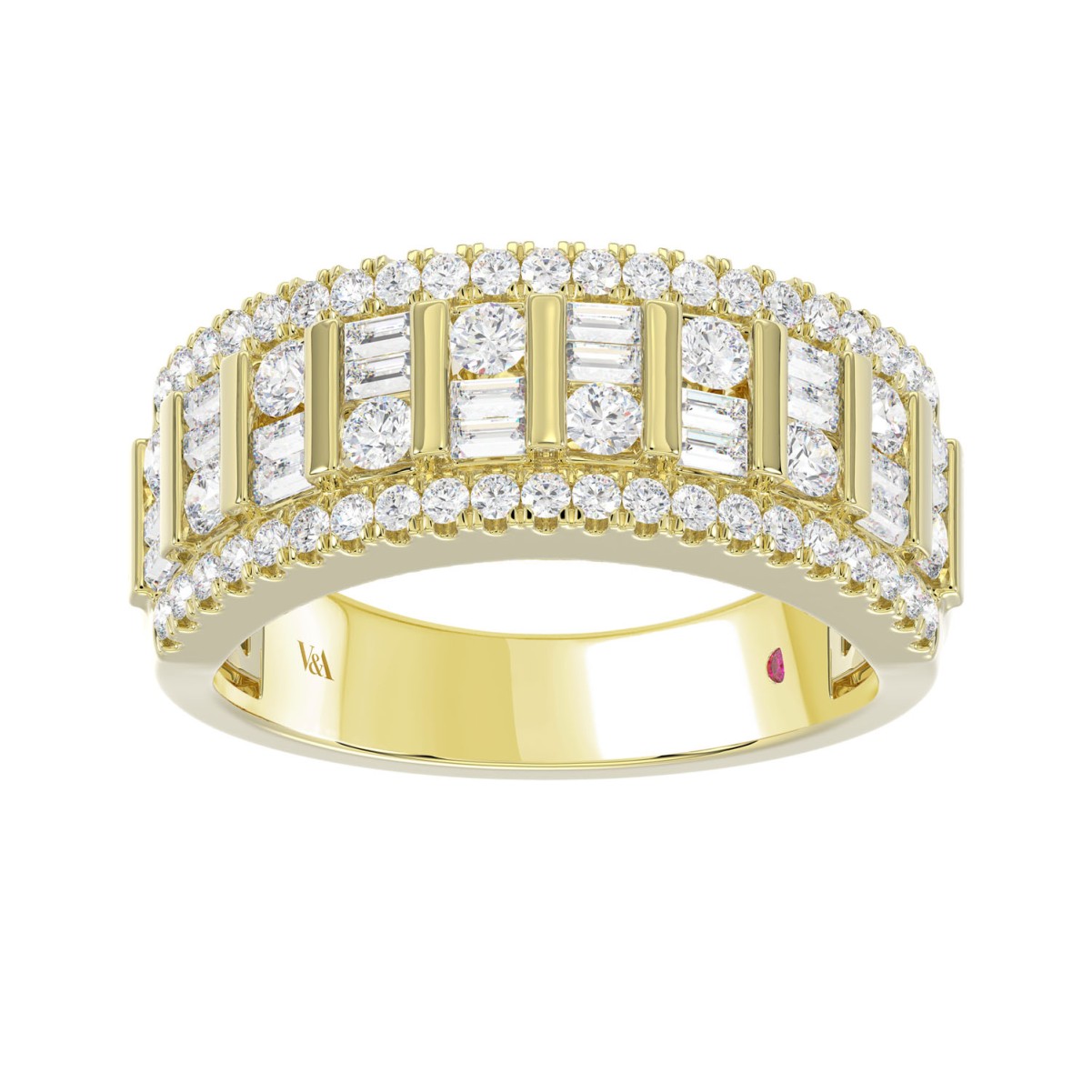 19226110_VA25178Y-1201x1201.jpg 18K YELLOW GOLD 1CT ROUND/BAGUETTE DIAMOND LADIES BAND - Image 1