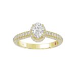18K YELLOW GOLD 1CT ROUND/OVAL DIAMOND LADIES RING( CENTER STONE OVAL DIAMOND 1/2 CT) - Image 3
