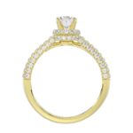18K YELLOW GOLD 1CT ROUND/OVAL DIAMOND LADIES RING( CENTER STONE OVAL DIAMOND 1/2 CT) - Image 4
