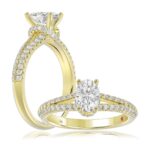 18K YELLOW GOLD 1CT ROUND/OVAL DIAMOND LADIES SEMI MOUNT RING(CENTER STONE OVAL DIAMOND 3/4CT)