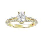 18K YELLOW GOLD 1CT ROUND/OVAL DIAMOND LADIES SEMI MOUNT RING(CENTER STONE OVAL DIAMOND 3/4CT) - Image 2