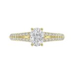 18K YELLOW GOLD 1CT ROUND/OVAL DIAMOND LADIES SEMI MOUNT RING(CENTER STONE OVAL DIAMOND 3/4CT) - Image 5