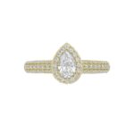 18K YELLOW GOLD 1CT ROUND/PEAR DIAMOND LADIES RING(CENTER STONE PEAR DIAMOND 1/2CT) - Image 6