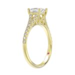 18K YELLOW GOLD 1CT ROUND/PRINCESS DIAMOND LADIES RING(CENTER STONE PRINCESS DIAMOND 3/4CT) - Image 2
