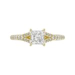 18K YELLOW GOLD 1CT ROUND/PRINCESS DIAMOND LADIES RING(CENTER STONE PRINCESS DIAMOND 3/4CT) - Image 6