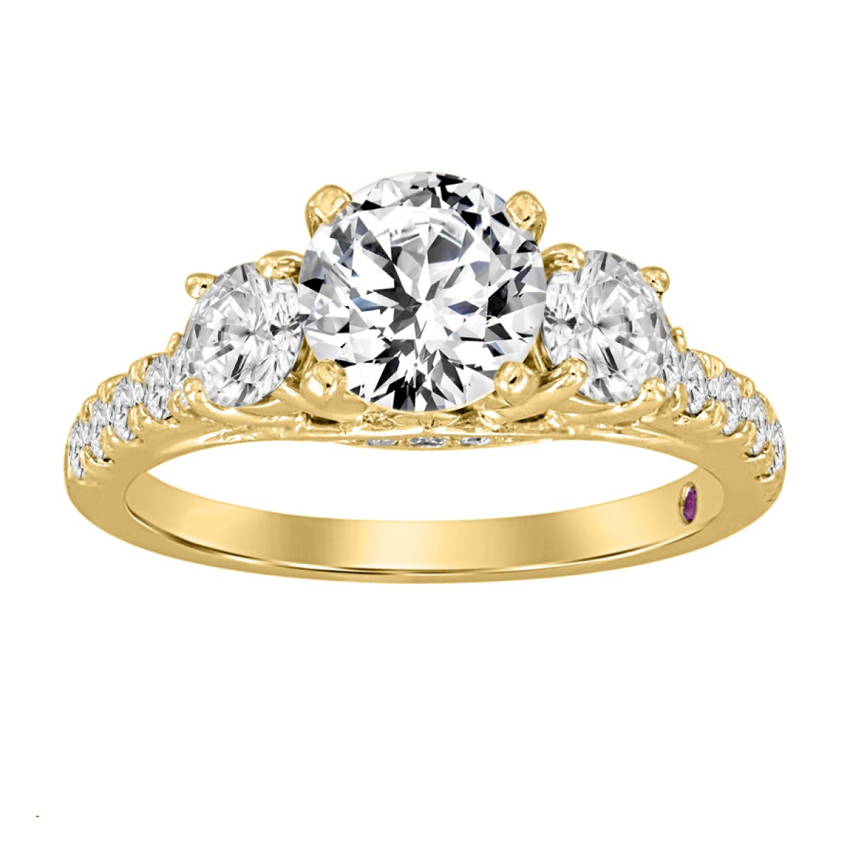 19226121_VA18452Y-AB-1201x1201.jpg 18K YELLOW GOLD 2 1/2CT ROUND DIAMOND SEMI MOUNT LADIES RING (CENTER STONE ROUND DIAMOND 1 1/2CT) - Image 1