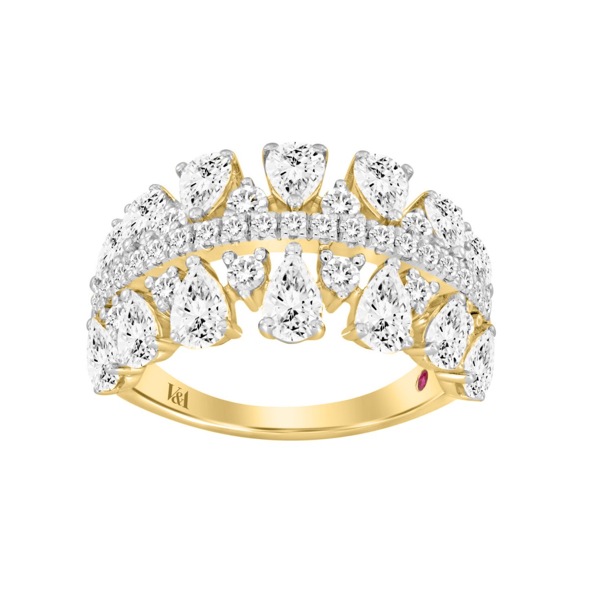 19226122_VA21919Y-1201x1201.jpg 18K YELLOW GOLD 2 1/2CT ROUND/PEAR DIAMOND LADIES RING - Image 1