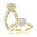 18K YELLOW GOLD 2 1/2CT ROUND/PRINCESS DIAMOND SEMI MOUNT LADIES RING (CENTER STONE PRINCESS DIAMOND 1.00CT)