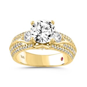 18K YELLOW GOLD 2 3/4CT ROUND DIAMOND SEMI MOUNT LADIES RING (CENTER STONE ROUND DIAMOND 2.00CT)