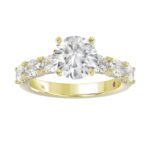 18K YELLOW GOLD 3 1/2CT ROUND/OVAL DIAMOND LADIES RING(CENTER STONE ROUND DIAMOND 2CT/OVAL DIAMOND 1/2CT) - Image 3