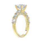 18K YELLOW GOLD 3 1/2CT ROUND/OVAL DIAMOND LADIES RING(CENTER STONE ROUND DIAMOND 2CT/OVAL DIAMOND 1/2CT) - Image 4