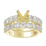 18K YELLOW GOLD 3.00CT ROUND DIAMOND SEMI MOUNT LADIES BRIDAL SET (CENTER STONE ROUND DIAMOND 2.00CT) - Image 2