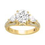 18K YELLOW GOLD 3.00CT ROUND/PEAR DIAMOND SEMI MOUNT LADIES RING (CENTER STONE ROUND/PEAR DIAMOND 2.00CT 5/8CT)