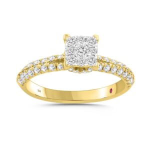 18K YELLOW GOLD 3/4CT ROUND DIAMOND LADIES RING