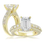 18K YELLOW GOLD 3/4CT ROUND/BAGUETTE/EMERALD DIAMOND LADIES SEMI MOUNT RING