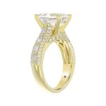 18K YELLOW GOLD 3/4CT ROUND/BAGUETTE/EMERALD DIAMOND LADIES SEMI MOUNT RING - Image 3