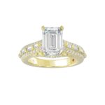 18K YELLOW GOLD 3/4CT ROUND/BAGUETTE/EMERALD DIAMOND LADIES SEMI MOUNT RING - Image 4