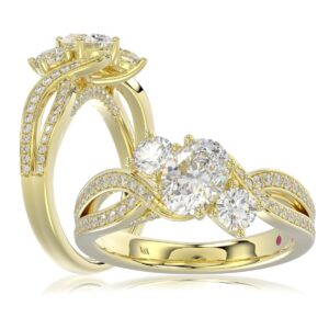 18K YELLOW GOLD 3/4CT ROUND/OVAL DIAMOND LADIES RING(CENTER STONE OVAL DIAMOND 3/4CT)