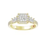 18K YELLOW GOLD 3/4CT ROUND/PRINCESS DIAMOND LADIES RING(CENTER STONE PRINCESS DIAMOND 3/4CT) - Image 3