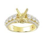 18K YELLOW GOLD 4 1/4CT ROUND/OVAL DIAMOND LADIES RING(CENTER STONE OVAL DIAMOND 3CT) - Image 2