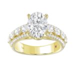 18K YELLOW GOLD 4 1/4CT ROUND/OVAL DIAMOND LADIES RING(CENTER STONE OVAL DIAMOND 3CT) - Image 4