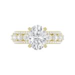 18K YELLOW GOLD 4 1/4CT ROUND/OVAL DIAMOND LADIES RING(CENTER STONE OVAL DIAMOND 3CT) - Image 7