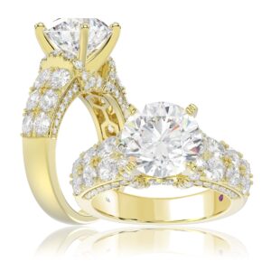 18K YELLOW GOLD 6.00CT ROUND/OVAL DIAMOND SEMI MOUNT LADIES RING (CENTER STONE ROUND DIAMOND 4.00CT)