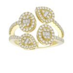 18K YELLOW GOLD 7/8CT ROUND/BAGUETTE DIAMOND LADIES FASHION RING