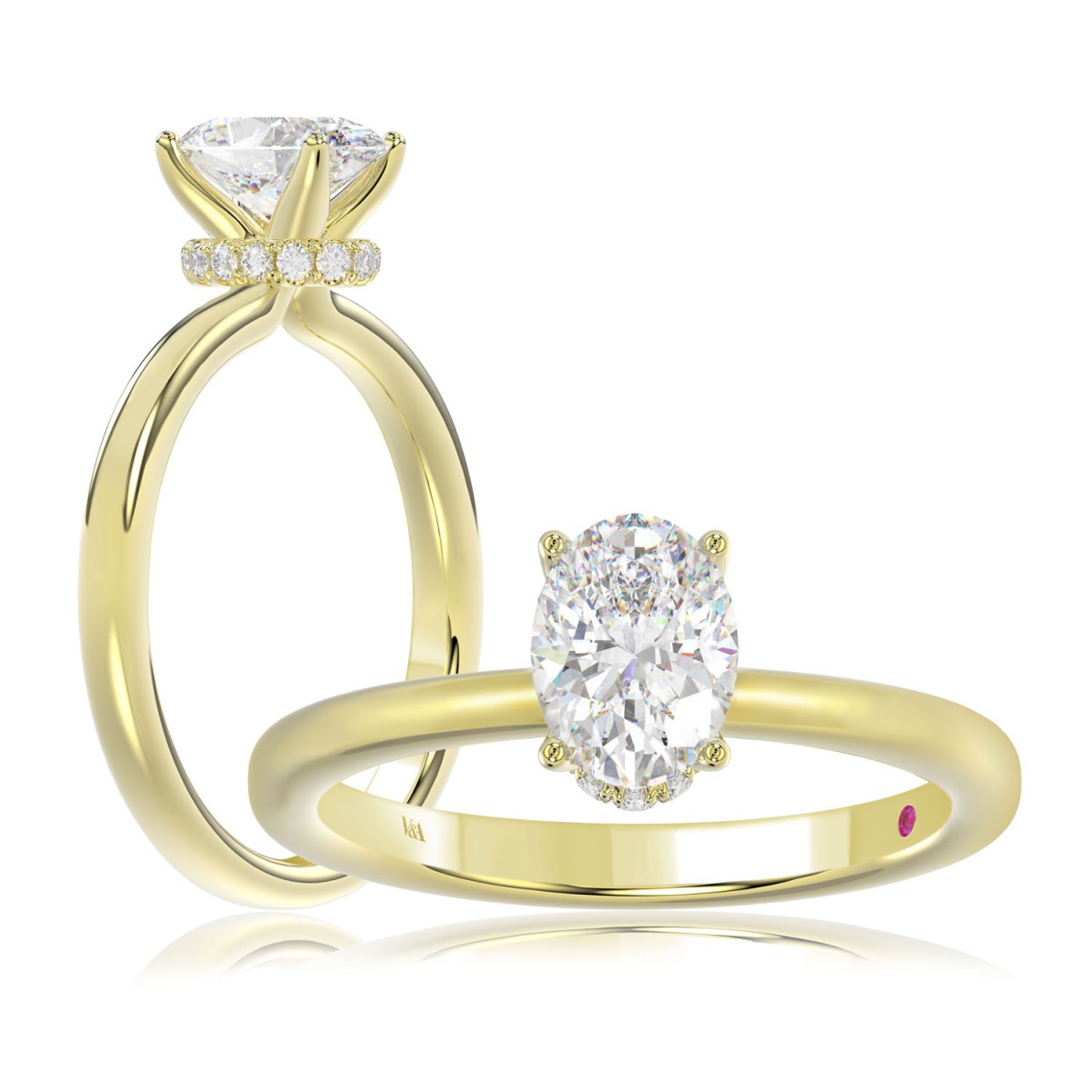 19226179_VA16750Y-1201x1201.jpg 18K YELLOW GOLD 7/8CT ROUND/OVAL DIAMOND LADIES RING(CENTER STONE OVAL DIAMOND 3/4 CT) - Image 1