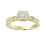 18K YELLOW GOLD 7/8CT ROUND/PRINCESS DIAMOND LADIES RING( CENTER STONE PRINCESS DIAMOND 5/8 CT) - Image 3