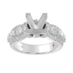 18L WHITE GOLD 3 1/4CT ROUND/PRINCESS/OVAL DIAMOND LADIES SEMI MOUNT RING(CENTER STONE MOUNT PRINCESS DIAMOND 2CT) - Image 2