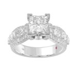 18L WHITE GOLD 3 1/4CT ROUND/PRINCESS/OVAL DIAMOND LADIES SEMI MOUNT RING(CENTER STONE MOUNT PRINCESS DIAMOND 2CT) - Image 4