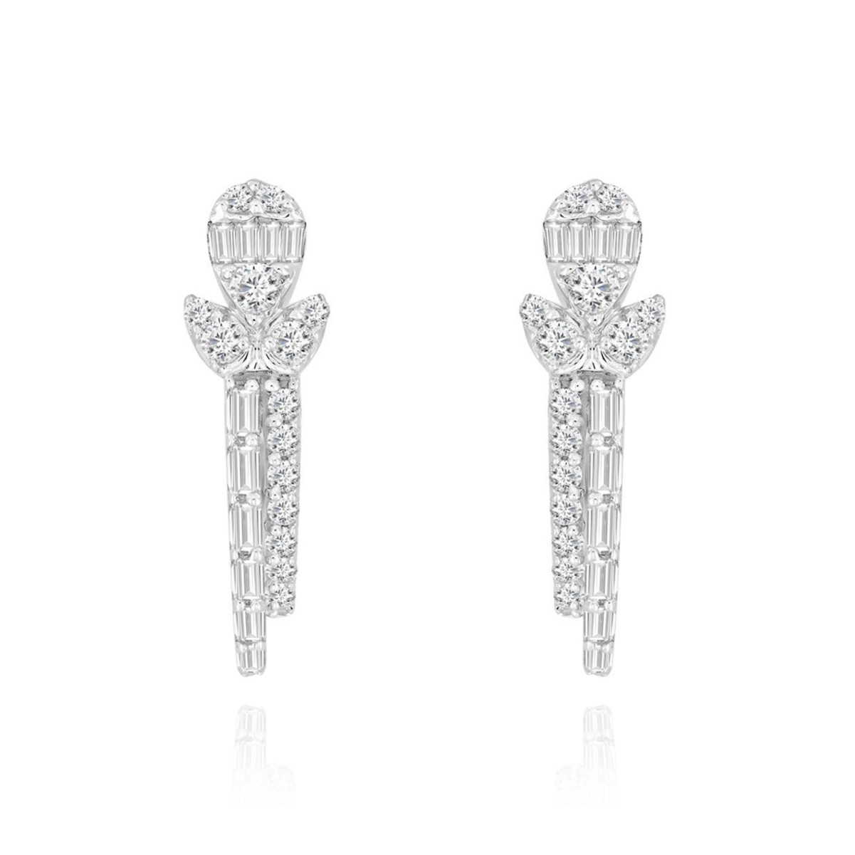 19226249_VA10142W-1201x1201.jpg 14K WHITE GOLD 1/2CT ROUND/BAGUETTE DIAMOND LADIES EARRINGS - Image 1