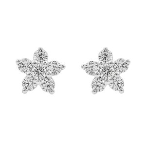 14K WHITE GOLD 1/3CT ROUND/PINK SAPPHIRE DIAMOND LADIES EARRINGS