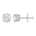 14K WHITE GOLD 3/4CT ROUND DIAMOND LADIES EARRINGS - Image 3