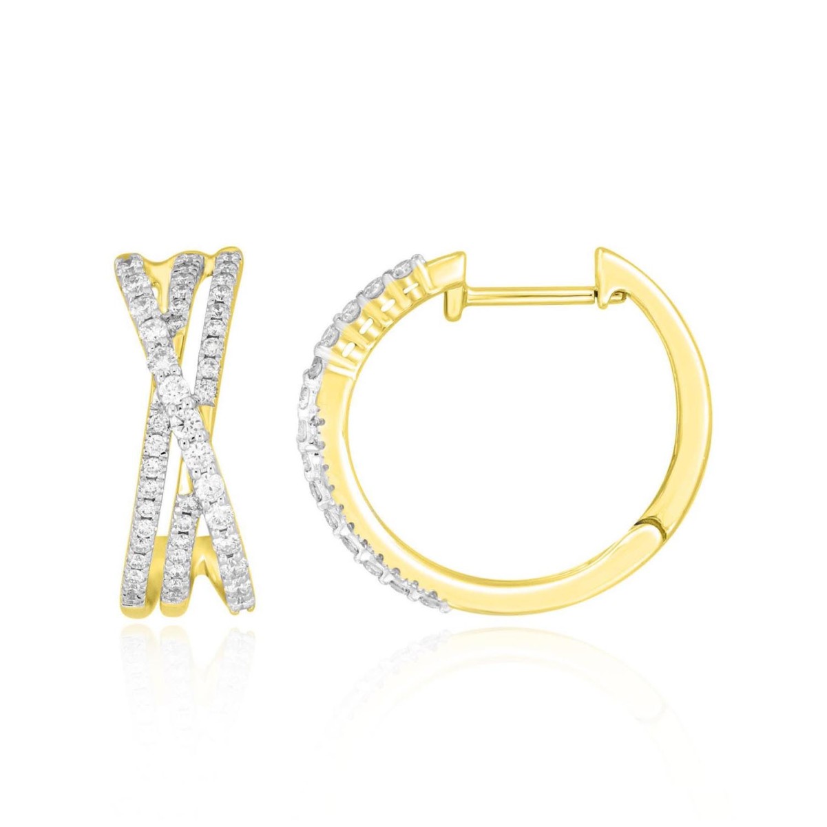 19226381_VA22225Y-14K-1201x1201.jpg 14K YELLOW GOLD 1/2CT ROUND DIAMOND LADIES HOOP EARRINGS - Image 1